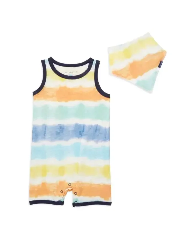 Tie Dye Romper With Matching Bib