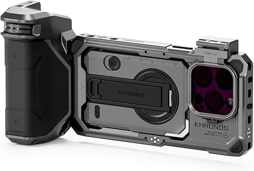 Tilta Khronos Handheld Kit Compatible with iPhone 16 Pro Max – Black | Mobile Filmmaking Accessories | Phone Camera Cage & Video Rig | 0.6 + 1.2 ND Filters | Focus Handle | TK-IP16-PMA-B
