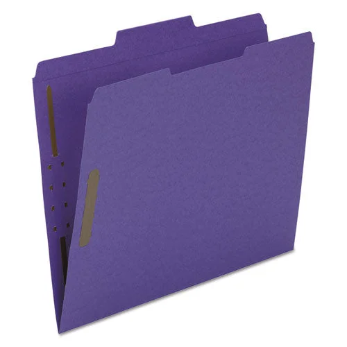 Top Tab Colored Fastener Folders, 0.75″ Expansion, 2 Fasteners, Letter Size, Purple Exterior, 50/box