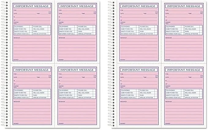 Tops 4005 Telephone Message Book, Fax/Mobile Section, 5 1/2 x 3 3/16, Two-Part, 200/Book (Pack of 2)