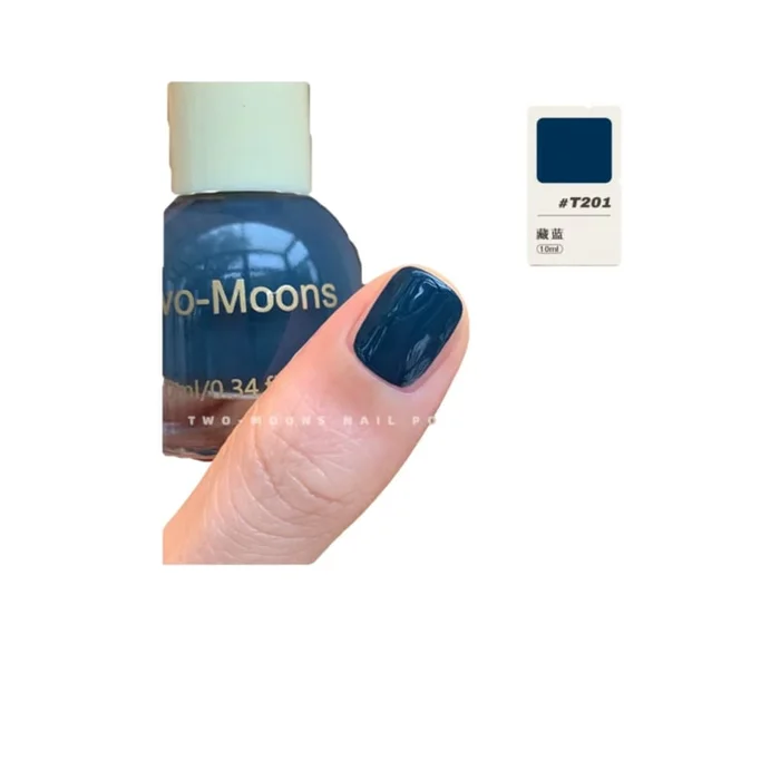 Tow moons no-bake non-tear oily nail polish Quick Dry Long Lasting Navy Blue 10ml *1