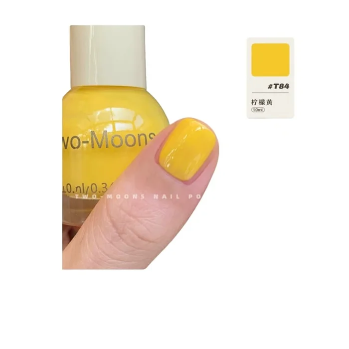 Tow moons No-Bake Non-Tear Oily Nail Polish Quick Drying Long-lasting Tartrazine 10ml*1