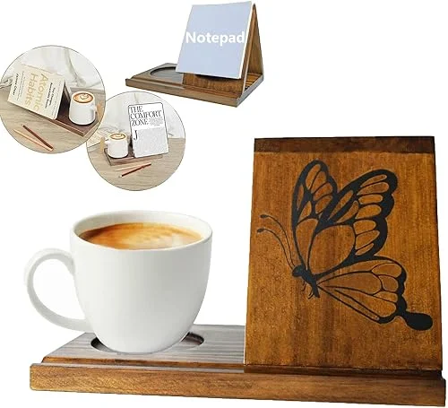 Triangle Book Holder, Book Nook Reading Valet, Book Rest Stand for Book Lovers Birthday Gifts, Wood Book Valet for Book Lovers