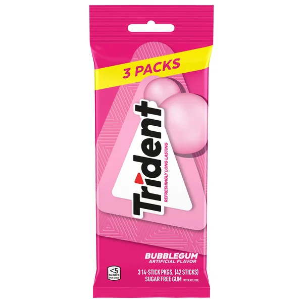 Trident Sugar Free Gum, Bubblegum Flavor