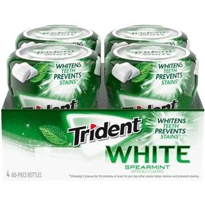 Trident White Spearmint Sugar Free Gum-60 Count-4/Box-6/Case
