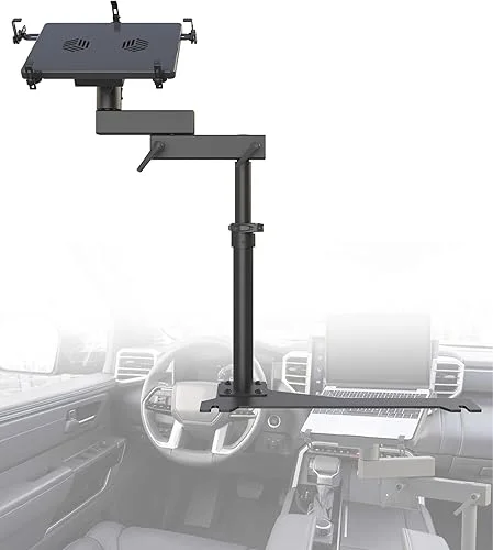 Truck Laptop Mount Fit for Toyota Tundra 2022-2024, Ford Focus 2003-2010 No-Drill Adjustable Aluminum Truck Laptop Tablet Stand Holder