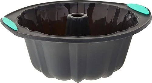 Trudeau 05115204M Structured Silicone Fluted Bundt pan, Grey & Mint