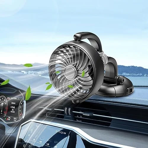 Trustnice Car Fan, Portable USB Cooling Fan with Brushless Motor – Low Noise, 360 Degree Rotation, 3 Speeds Strong Wind, for Car Dashboard, Desk Fan for SUV/RV/Truck/Sedan/Cruise/Office