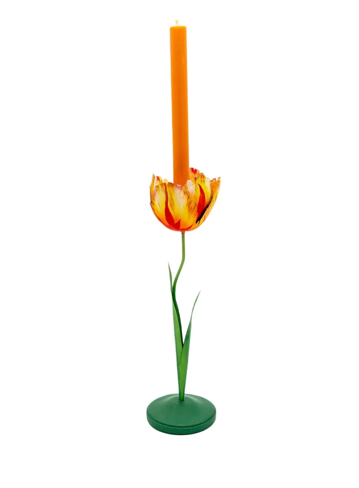Tulip Candleholder, Yellow 12″