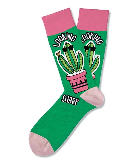 Two Left Feet Sock Co. Socks – Green & Pink ‘looking Sharp’ Cactus Socks – Adult