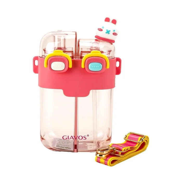 Two Sided Water Bottle with Straws Pink 26.4 fl oz