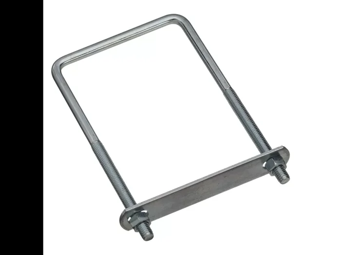 U Bolt With Plate And Hex Nuts, Zinc Plated, Square Thread, 3/8 Inch By 4 Inch By 7 Inch