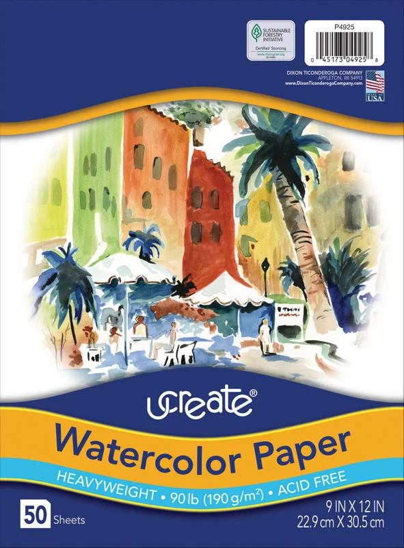 Ucreate White Watercolor Paper in Packages – 9″ X12″ 50 Sheets