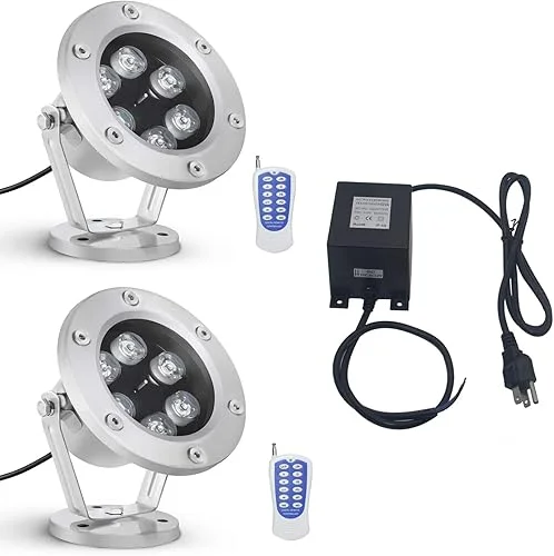 Underwater Lights,18WRGB Color Changing Submersible Fountain Spotlights,IP68 Waterproof Landscape Lights Suitable for Ponds Pool Fountain Waterfall 2 Pack（Include Transformer）