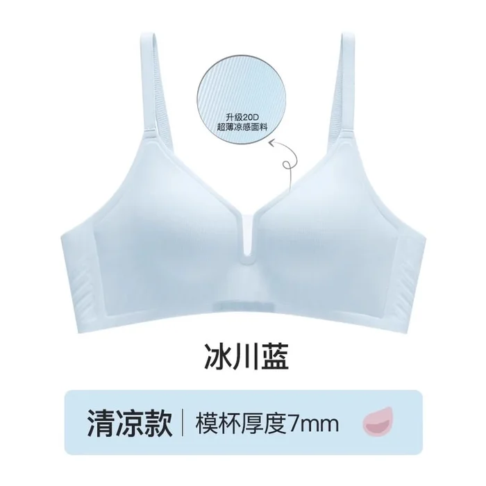 Underwear female summer thin breathable non-marking bra upgraded light models glacier blue S size 1 pcs.