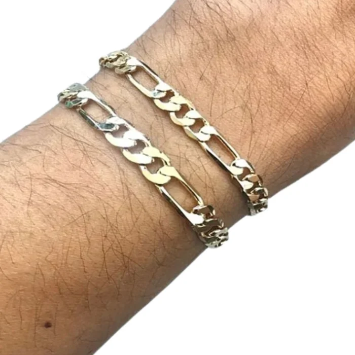 Unisex 14K Gold-Plated High Polish Figaro Bracelet