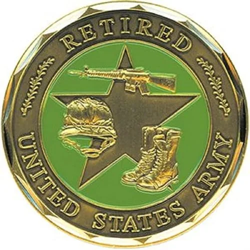 United States Military US Army Retired USA Flag & Army Flag Green Star Logo’Duty, Honor, Country’ – Good Luck Double Sided Collectible Challenge Coin