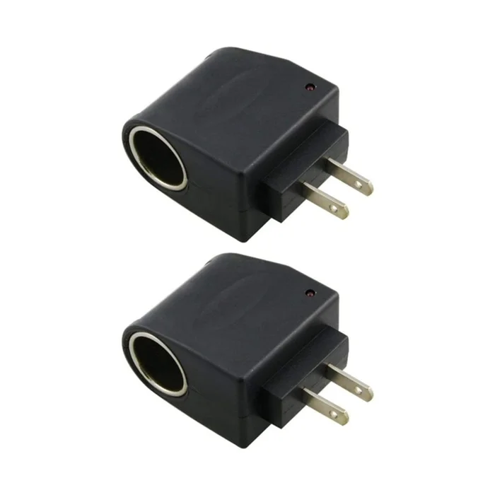 Universal AC to DC Car Cigarette Lighter Socket Adapter US Plug (2-Pack)