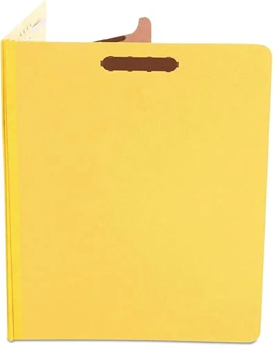 Universal Bright Colored Pressboard Classification Folders, 2′ Expansion, 1 Divider, 4 Fasteners, Letter Size, Yellow Exterior, 10/Box