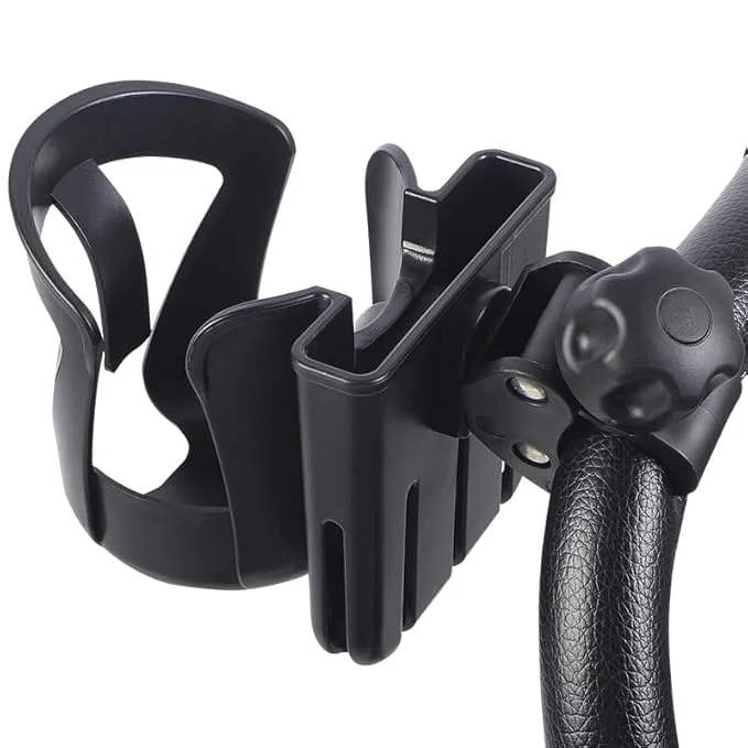 Universal Stroller Cup Holder with Phone Holder, Bike Cup Holder, Removable Bottle Holder 2-in-1 Cup Phone Holder for Baby Stroller, Wheelchair, Walker, Scooter, Fits Most Cups