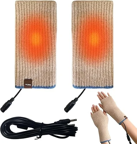 USB Heated Gloves for Women Men Unisex Heated Mittens Winter Hands Warm Laptop Gloves Fingerless Full & Half Heated Ladies Gloves Heating Knitting Indoor Outdoor Hands Warmer (03)