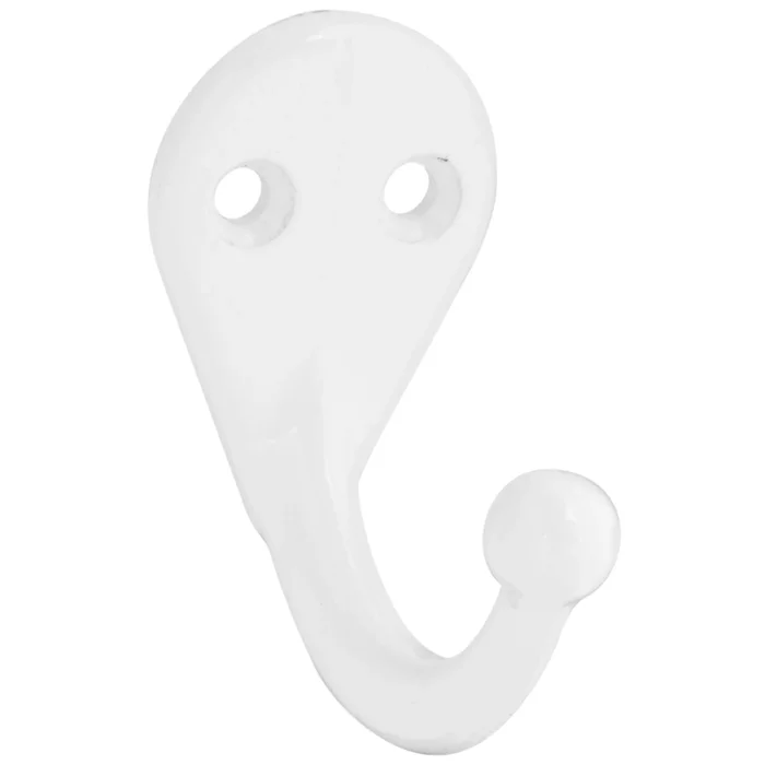 V162 N248-377 Series Cloth Hook, Wall Mounting, 1-11/16 In H X 1 In W Dimensions, White, 35 Lb, Zinc