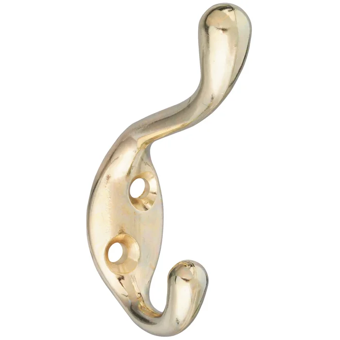 V166 N248-229 Series Coat And Hat Hook, Wall Mounting, 75 Lb, Zinc, Brass, 1/pk