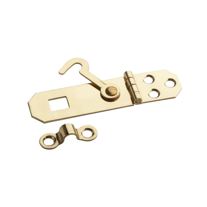 V1828 Series N211-912 Hasp With Hook, 2-3/4 In L, 3/4 In W, Brass, Solid Brass