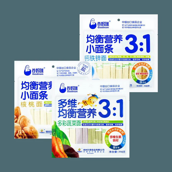 【Value Pack】3:1 Calcium Iron Zinc+Walnut+Vegetable Noodles Baby Food 208g*3