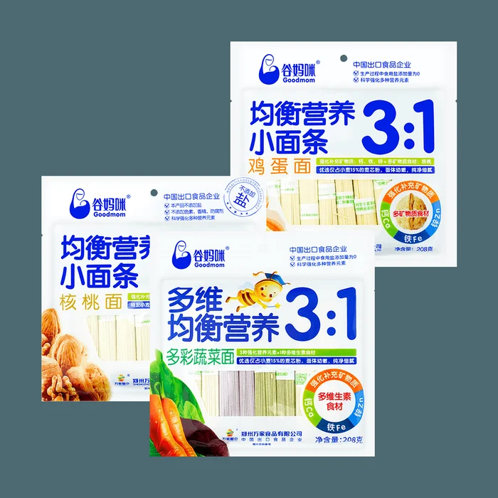 【Value Pack】3:1 Egg+Walnut+Vegetable Noodles Baby Food 208g*3