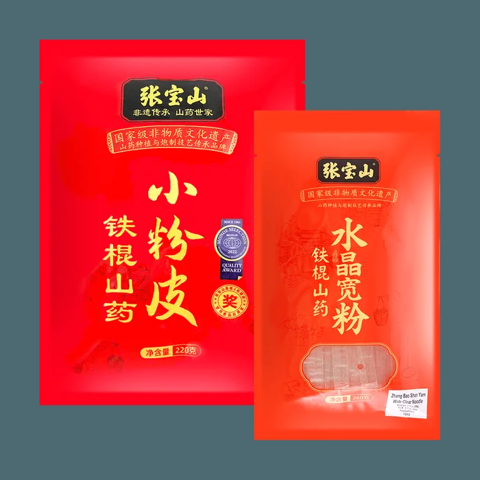【Value Pack】Chinese Iron Yam Noodles, 9,17oz + Round Sheet Noodles, 7.76oz