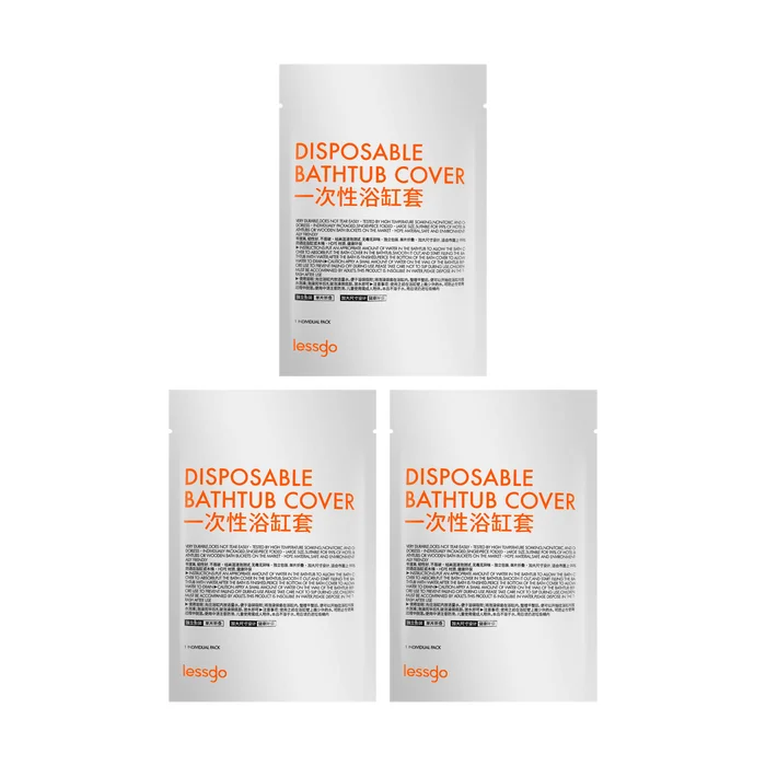 【Value Pack】Disposable Bathtub Cover Liner, Large Bathtub Liner Plastic Bag Hotel 1Pc*3