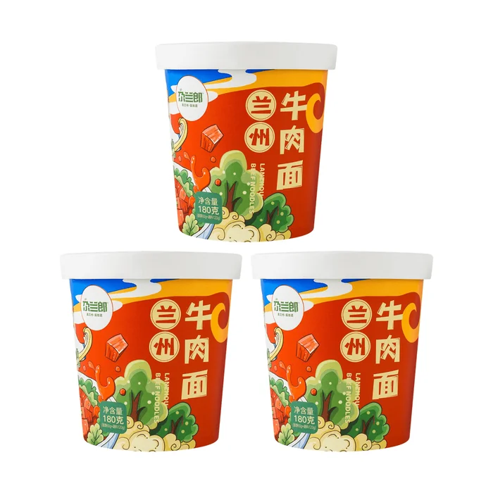 【Value Pack】Lanzhou Beef Flavor Noodle Value Pack – Instant Cup Noodles, 3 Cups* 6.34oz