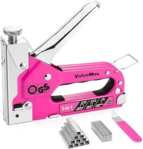 ValueMax Staple Gun, Heavy Duty 3-in-1 Manual Nail Gun with 2000 Staples, Remover, Upholstery Stapler for Wood, Furniture, Carpet, Carpentry, DIY, Wire, Decoration, Craft, Fixing Material, Decoration