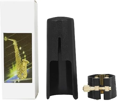 vauqra Soprano Saxophone Mouthpiece Kits Includes Saxophone Mouthpiece Plastic Cap Pu Ligature Clip Sax Parts Pu Soprano Saxophone Ligature Clip Fastener Saxophone Mouthpiece