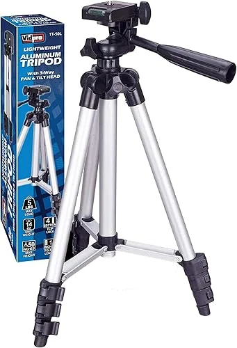 Vidpro TT-50L 50 Inch Lightweight Aluminum Tripod with 3 Way Pan & Tilt Head