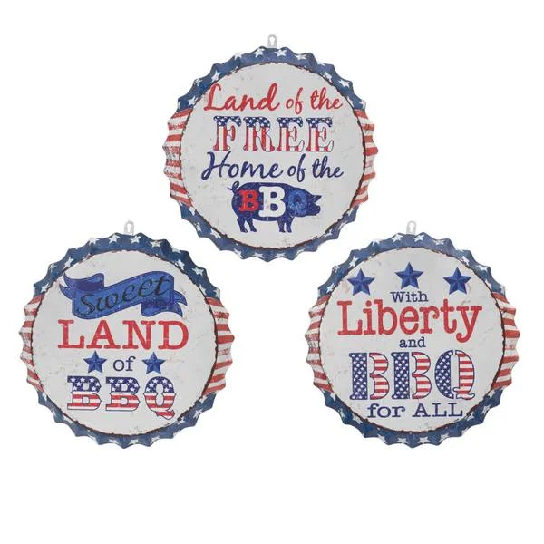 Vintage 16.53 Inch Bottle Cap Signs, Set of 3