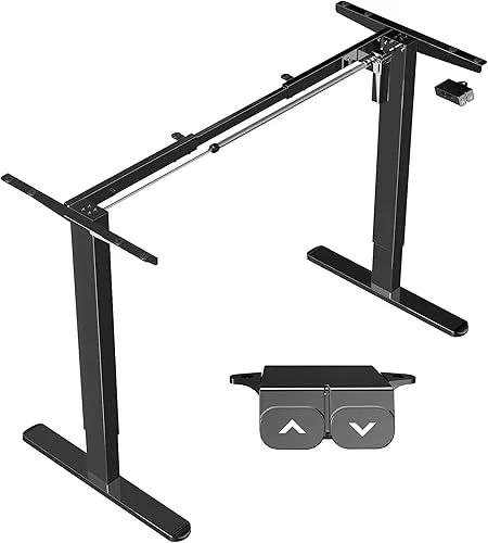 VIVO Electric Stand Up Desk Frame Workstation, Single Motor Ergonomic Standing Height Adjustable Base with Simple Controller, Black, DESK-V100EB