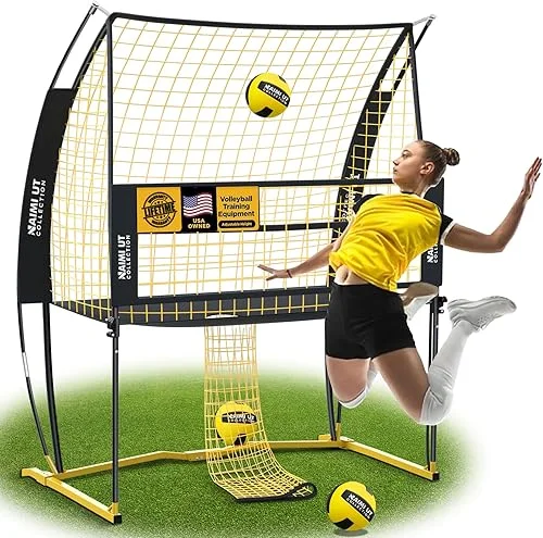 Volleyball Practice Equipment Training Net Station; Portable Indoor/Outdoor Volleyball Net; Adjustable Spike Training Equipment; Improve Accuracy, Technique, Skill; Easy Assembly & Storage