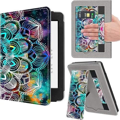 VORI Stand Case for 7’/6.8′ Kindle Paperwhite (12th/11th Generation-2024/2021) and Kindle Colorsoft Signature Edition, PU Leather Case Smart Protective Cover with Auto-Wake/Sleep, Mandala Floral
