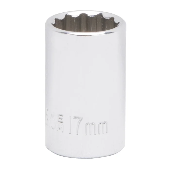 Vulcan MT6529911 Drive Socket, 17 mm Socket, 1/2 in Drive, 12-Point, Chrome Vanadium Steel, Chrome