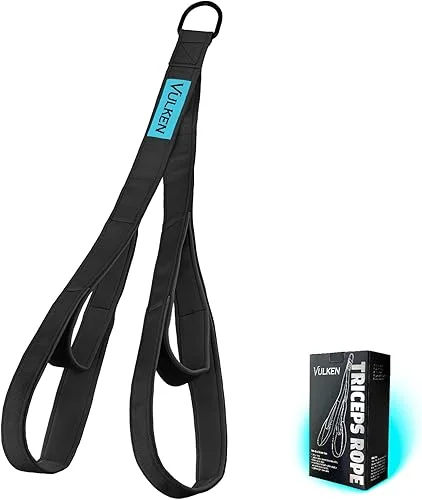 Vulken Tricep Rope Cable Attachment. 28.7 Inch & 22 Inch Two Lengths Built in One Pull Down Rope, Black & Pink
