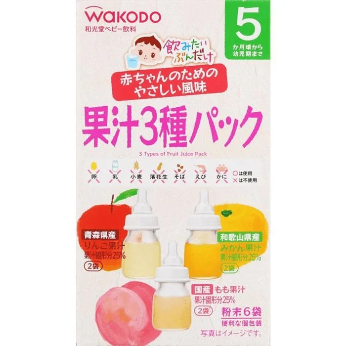 Wakodo Nomitai Bun Dake 3 Kinds of Fruit Juice Pack [5g × 6 sachets]