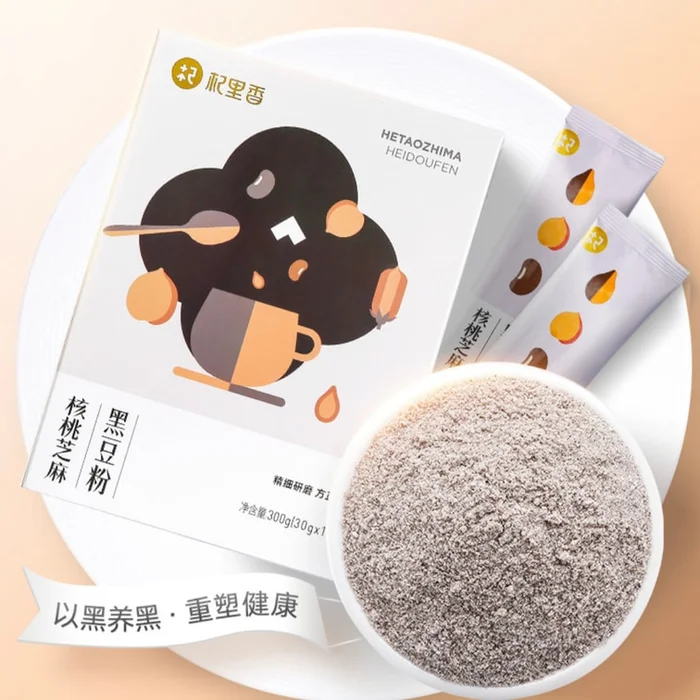 Walnut Sesame Black Bean Powder Natural Grain Black Energy 300g 10 Bars