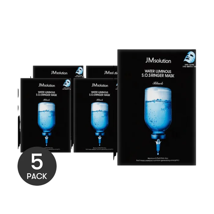 Water Luminous S.O.S Ringer Mask Black 35ml*5 Sheets【Value Pack】