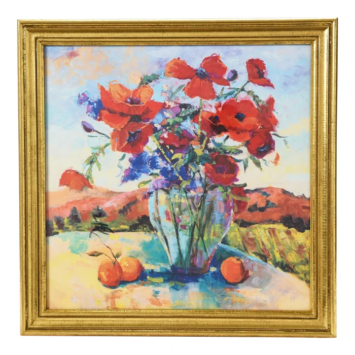 Watercolor Floral Print with Solid Wood Frame – Multi-Color