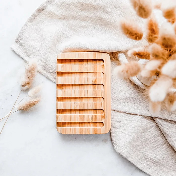 Waterfall Self-Draining Bamboo Soap Dish