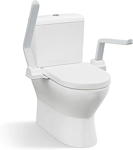 WAYES Toilet Safety Rails, Foldable Toilet Handicap Rails with Arms, Toilet Handles for Elderly and Disabled, Heavy Duty Toilet Rails for Seniors