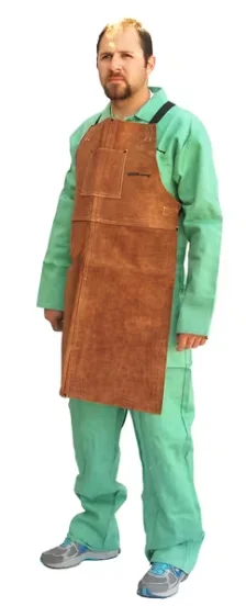 Welding Apron Bib Style Flame Retardant Brown Leather Bib Styl