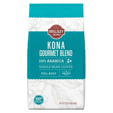Wellsley Farms Kona Gourmet Blend Whole Bean Coffee , 32 oz